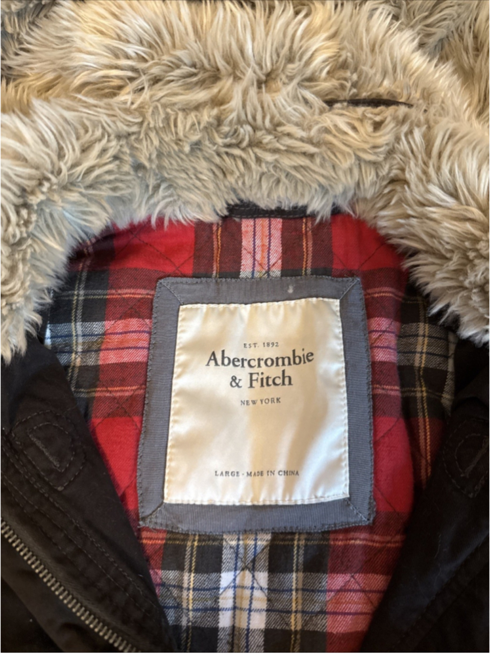 Vintage Y2K Abercrombie & Fitch Women’s Faux Fur Lined Hood Bomber Jacket Large - Picture 3 of 7